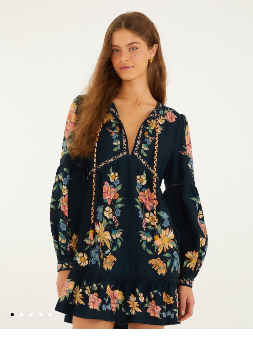 FARM Rio Dark Blue Maira Floral Mini Dress